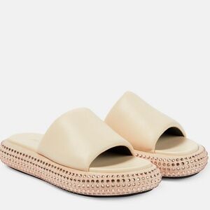 JW Anderson Crystal Studded Slides Beige Leather Suede Sandals EU 40 US 10 NWOB